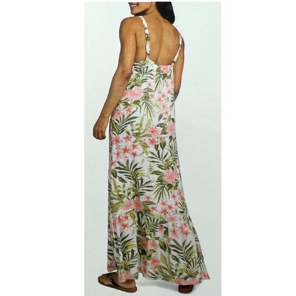 Hurley | Women's Ruffle Hem Maxi Dress | White | Floral | Various Sizes - Picture 4 of 4